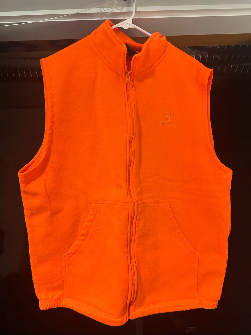 Men's High-Visibility Orange Zip-Up Fleece Vest